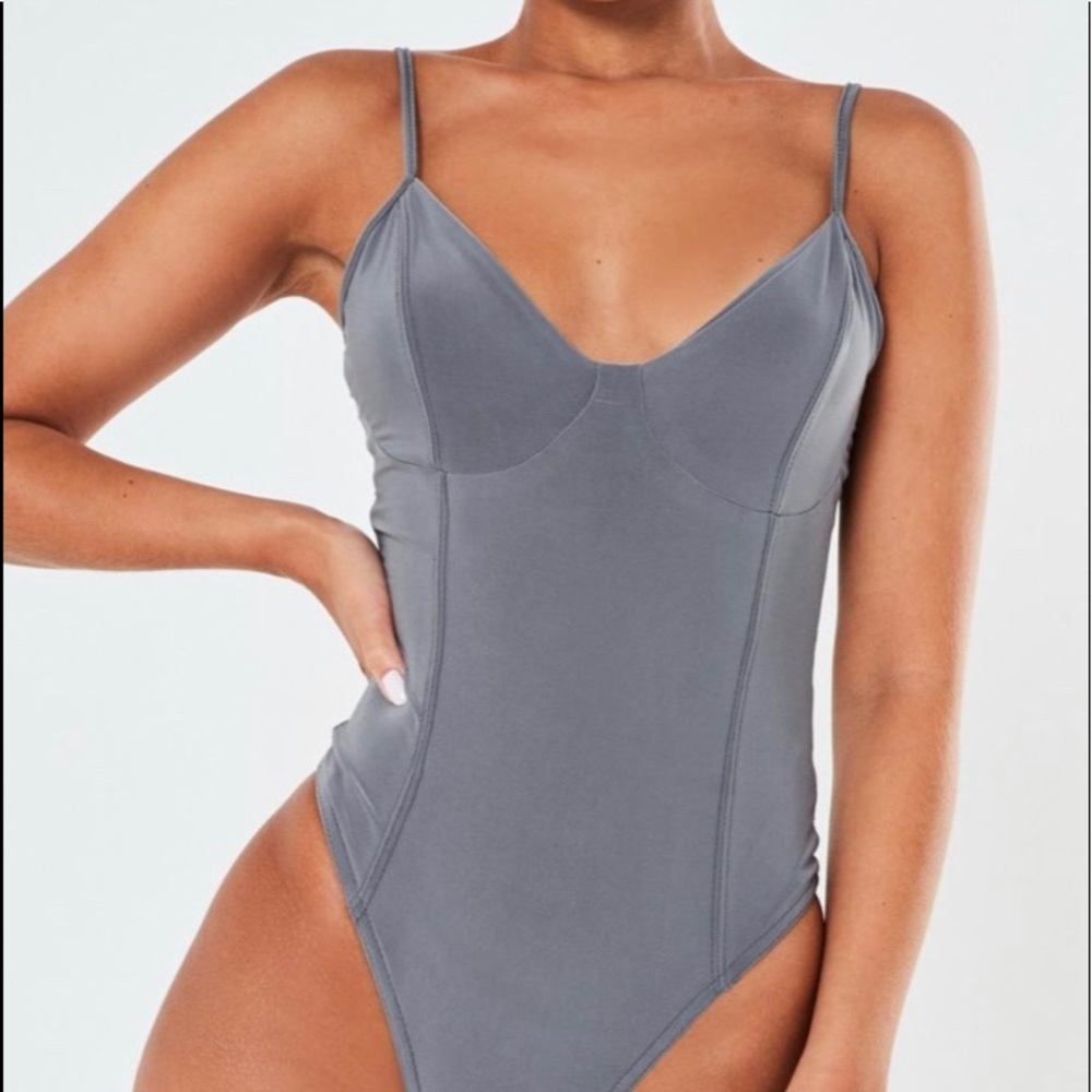 NEW WITH TAGS Charcoal spaghetti strap bodysuit